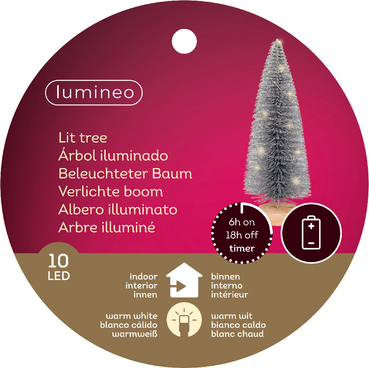 Mini kerstboom | zilver | LED/warm wit | 30cm