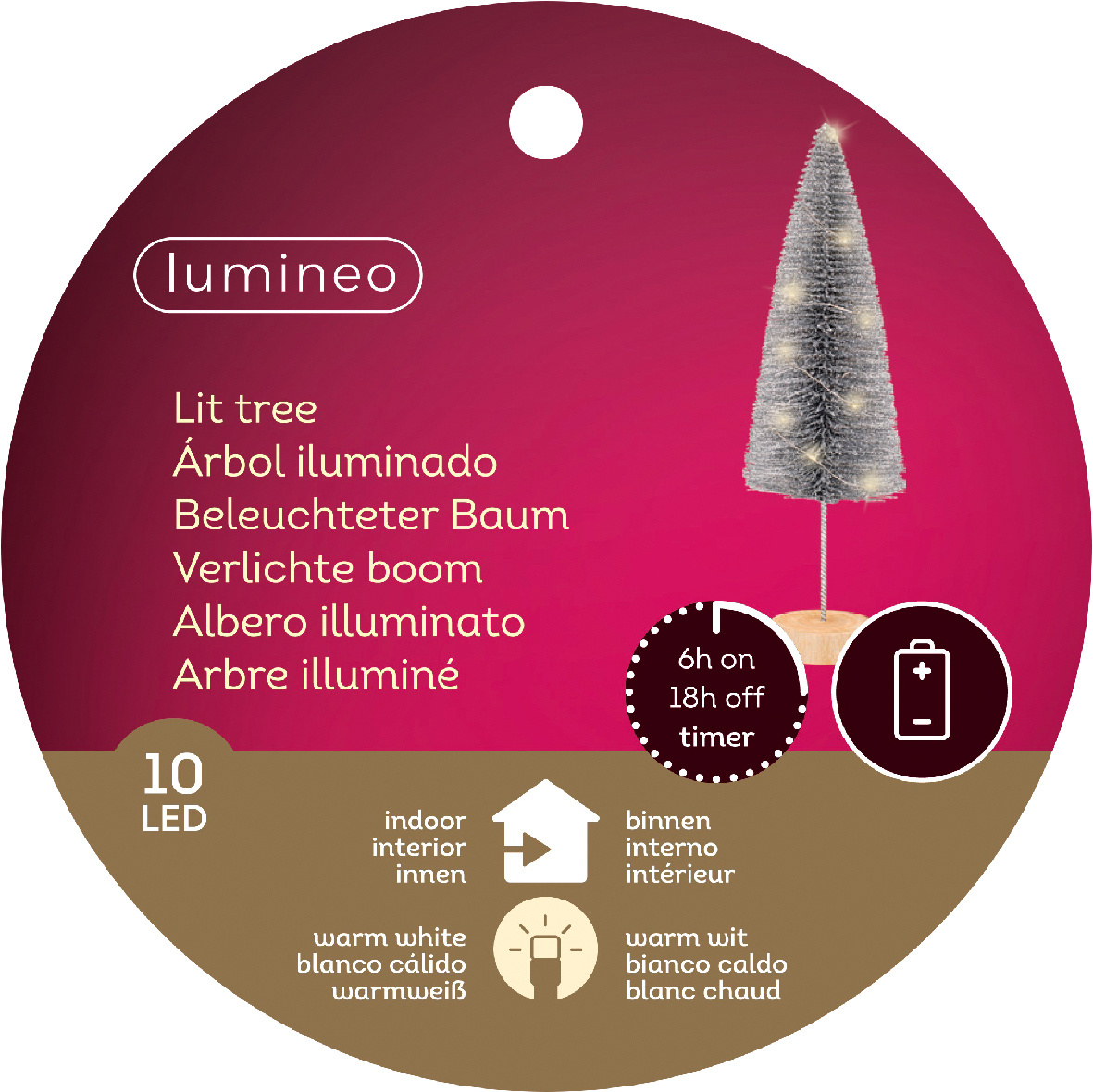Mini kerstboom | zilver | LED/warm wit | 40cm