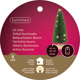 Mini kerstboom decoratief | groen | LED/warm wit | 20cm