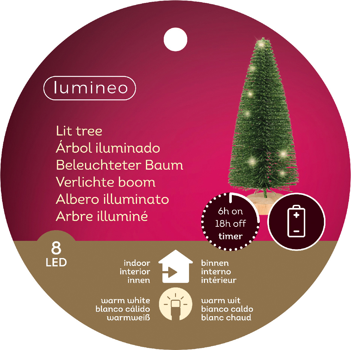 Mini kerstboom | groen | LED/warm wit | 20cm