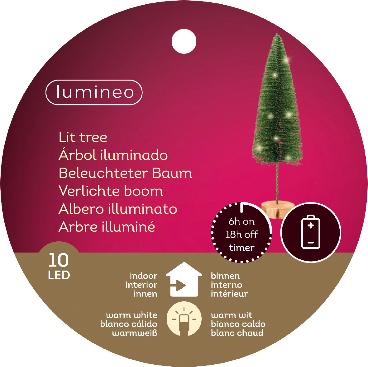 Mini kerstboom | groen | LED/warm wit | 40cm