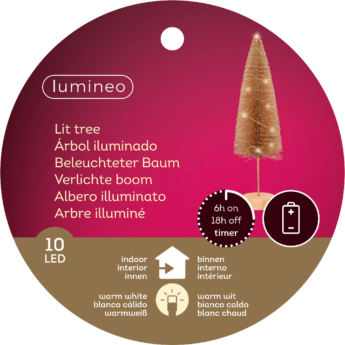 Mini kerstboom | goud | LED/warm wit | 40cm