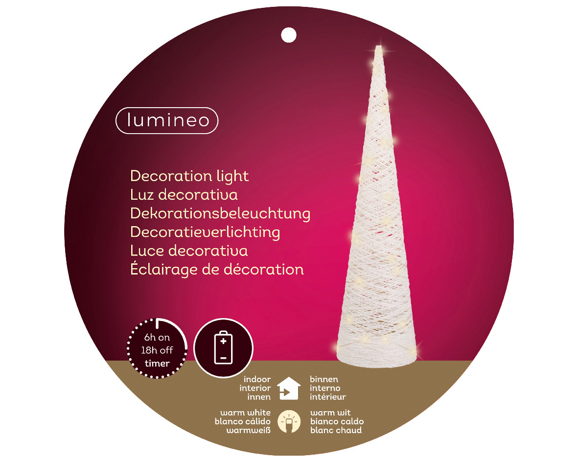 Mini kerstboom | papier | LED/warm wit | 78cm