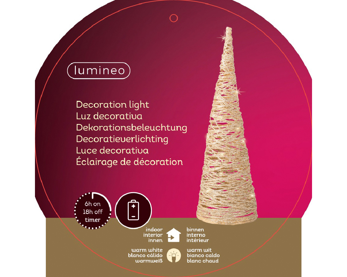 Mini kerstboom | goud | LED/warm wit | 38cm