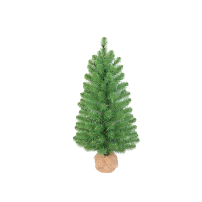 Roundstone kerstboompje in jute zak 90xø48cm | groen
