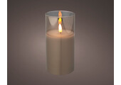 LED kaars | glas & wax | rookgrijs/warm wit | ø7,5x15cm