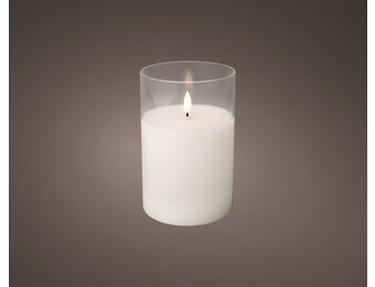 LED kaars | glas & wax | wit/warm wit | ø10x15cm
