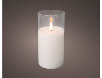LED kaars | glas & wax | wit/warm wit | ø7,5x15cm