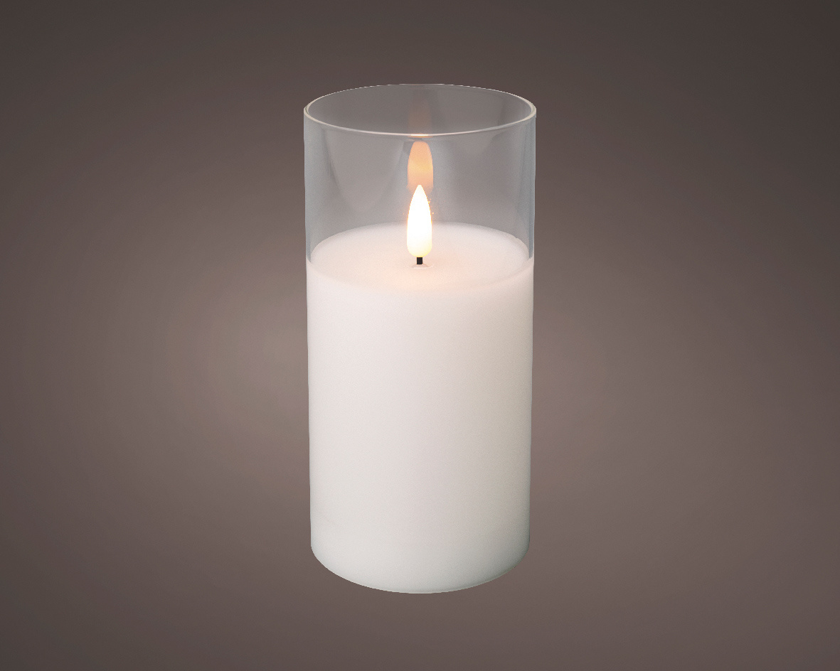 LED kaars glas H15cm | helder/warm wit Ø7,5cm