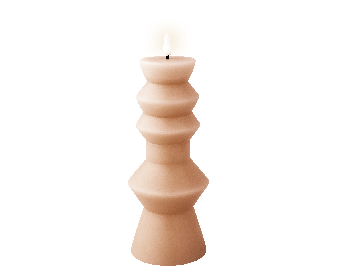 LED kaars | licht roze/warm wit | 23cm