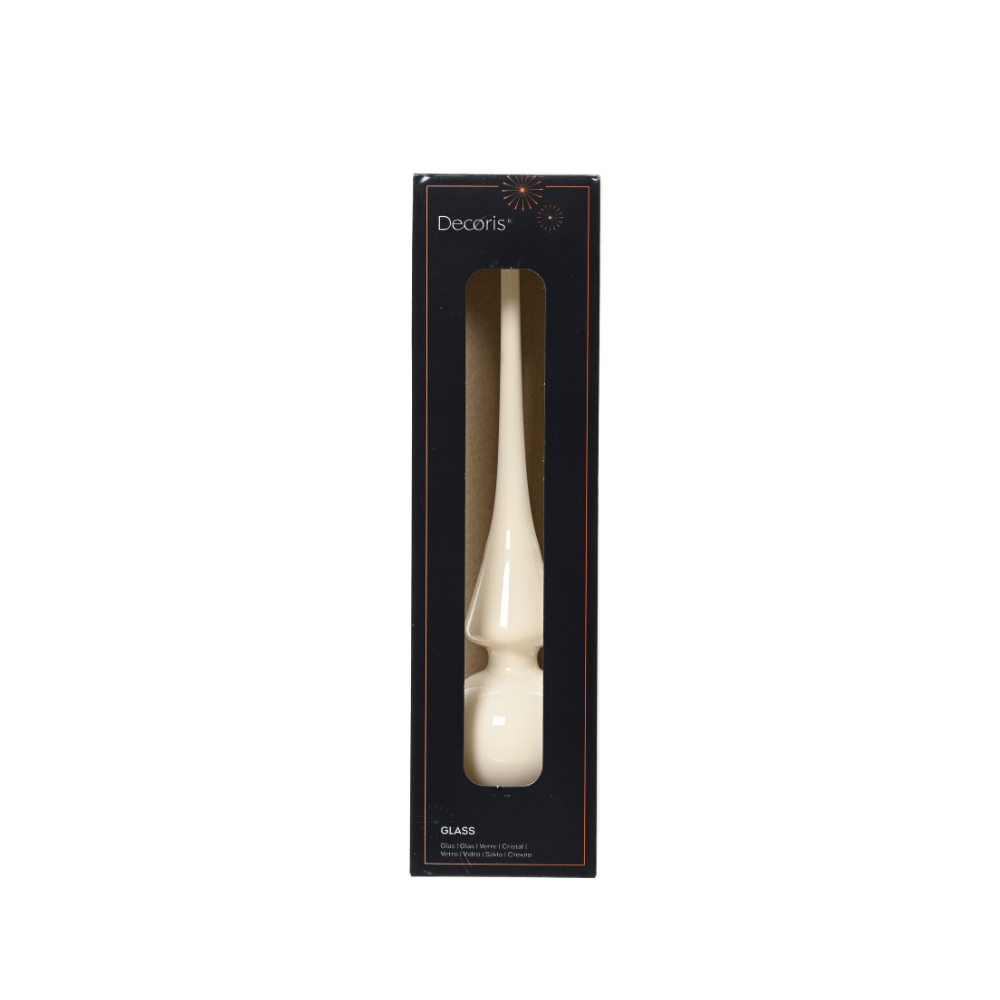 Kerstboompiek van glas | wolwit | 26cm hoog