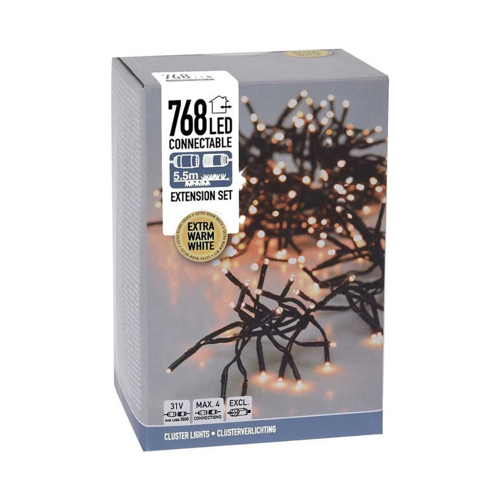 Kerstverlichting cluster | 768 LED lampjes | extra warm wit | 5,5m