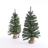 Roundstone kerstboompje in jute zak 90xø48cm | groen