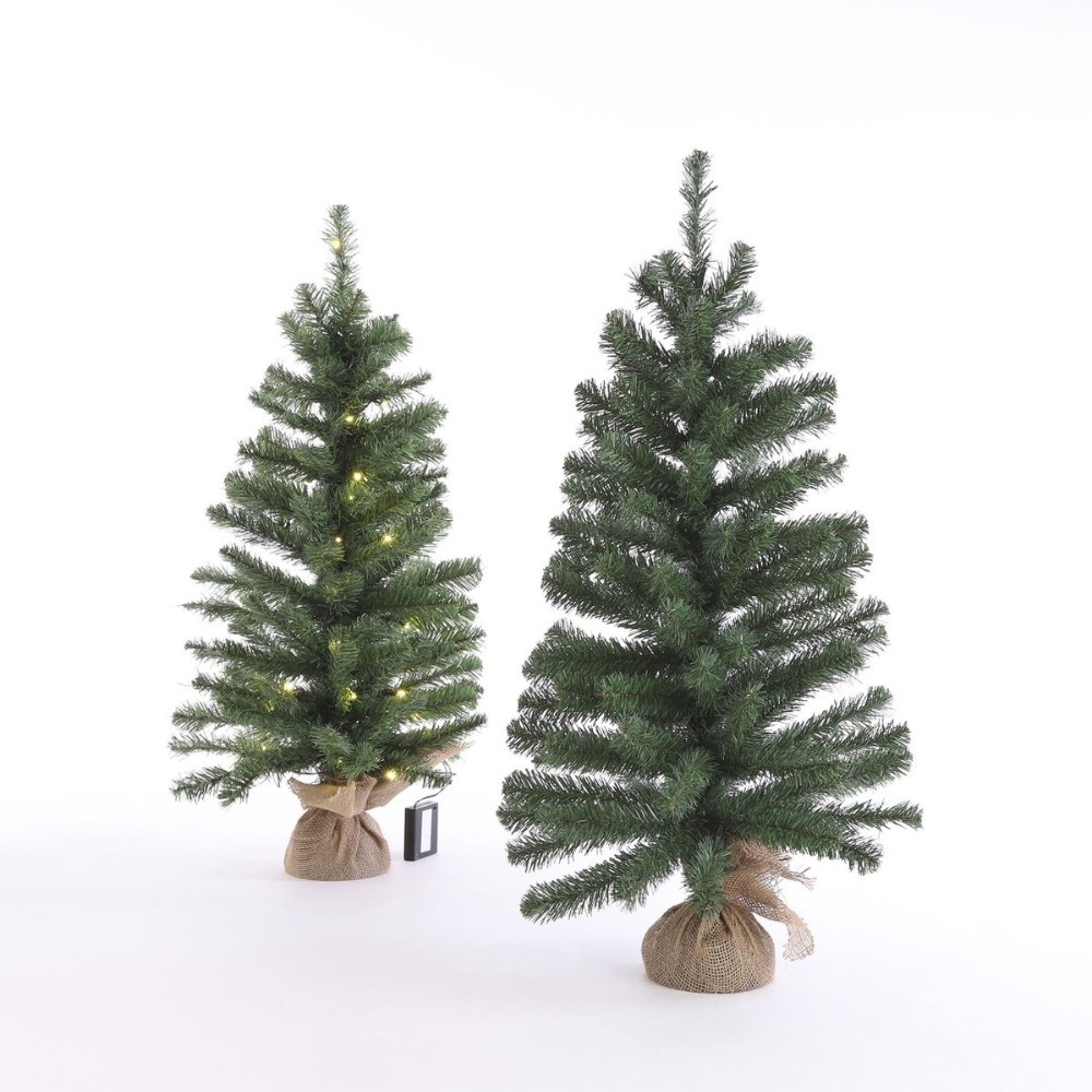 Roundstone kerstboompje in jute zak 90xø48cm | groen