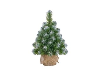 Norton frosted kerstboompje in jute zak 60xø23cm | groen met bevroren details