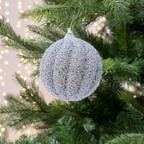 Gedecoreerde kerstbal ø8cm | foam | zilver met glitters