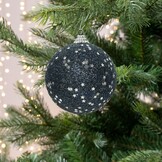 Gedecoreerde kerstbal ø8cm | foam | nachtblauw met silveren sterren