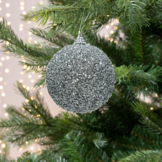 Gedecoreerde kerstbal ø8cm | foam | zilver met kralen en glitters