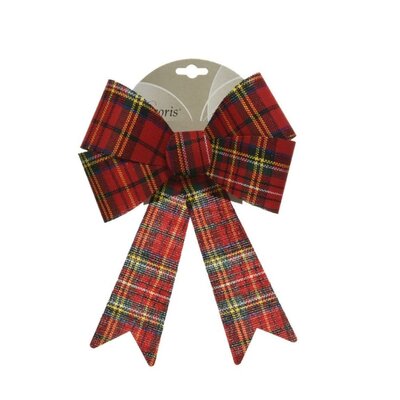 Kerststrik | polyester | rood/geruit | 26cm