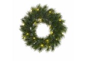 Glendon kerstkrans | groen met bevroren details & LED lampjes | 45cm