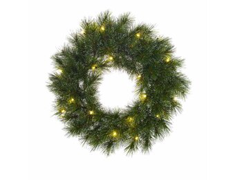 Glendon kerstkrans | groen met bevroren details & LED lampjes | 45cm