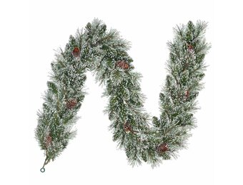 Vandans kerstguirlande | groen met bevroren details & dennenappels | 180cm