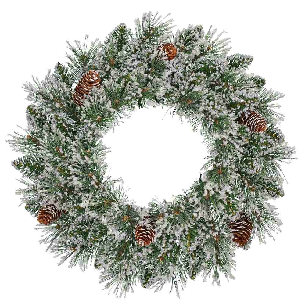 Vandans kerstkrans | groen met bevroren details & dennenappels | 60cm