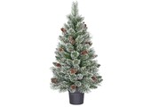 Vandans kerstboompje in pot 90xø48cm | groen met bevroren details & dennenappels