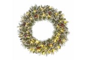 Vandans kerstkrans | groen met LED lampjes | bevroren details & dennenappels | 60cm