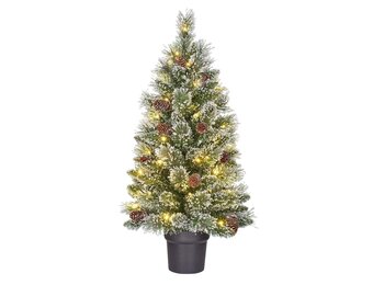 Vandans kerstboompje in pot 90xø48cm | groen met bevroren details & 40 LED lampjes