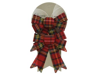 Kerststrik | polyester | rood/geruit | set van 2 | 17cm