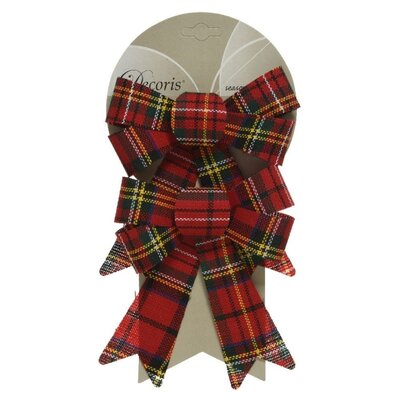 Kerststrik | polyester | rood/geruit | set van 2 | 17cm