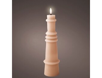 LED kaars | wax | lichtroze/warm wit | ø6,7x26,8cm