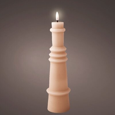LED kaars | wax | lichtroze/warm wit | ø6,7x26,8cm