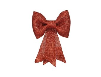 Kerststrik | polyester | rood/glitters | 30cm
