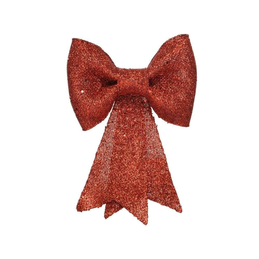 Kerststrik | polyester | rood/glitters | 30cm