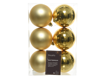 Kerstballen set 6-delig | licht goud | kunststof/onbreekbaar | 8cm