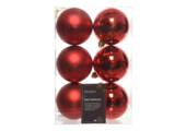 Kerstballen set 6-delig | kerstrood | kunststof/onbreekbaar | 8cm