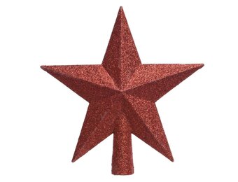 Ster kerstpiek | onbreekbaar | glitter kerstrood | 19cm