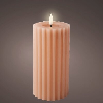 LED kaars | wax | lichtroze/warm wit | ø7,5x17,3cm