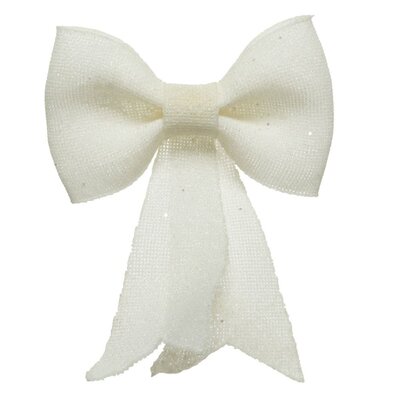 Kerststrik | polyester | wit/glitters | 40cm