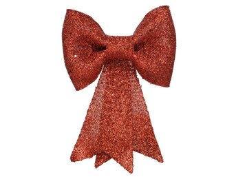 Kerststrik | polyester | rood/glitters | 40cm