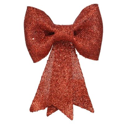 Kerststrik | polyester | rood/glitters | 40cm