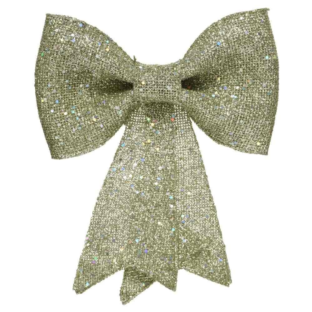 Kerststrik | plastic | licht goud/glitters | 40cm