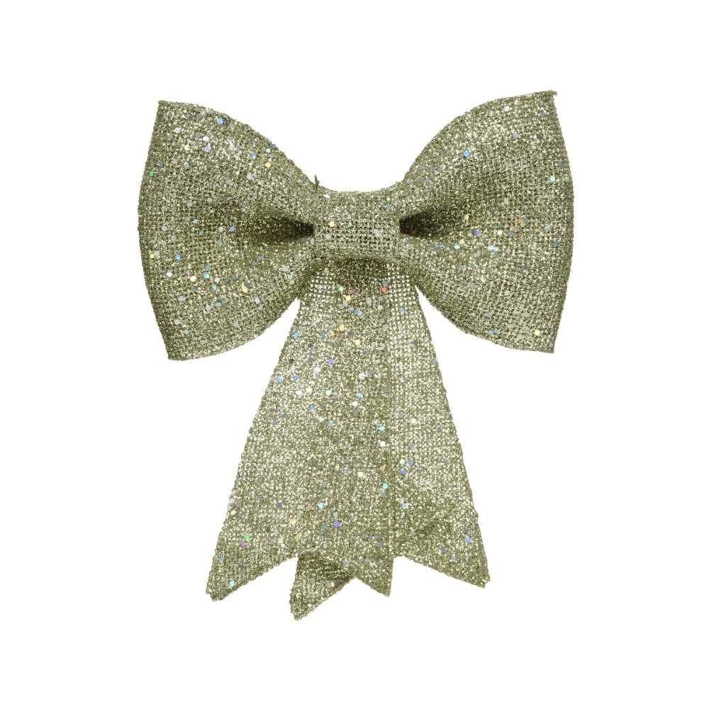 Kerststrik | plastic | licht goud/glitters | 30cm