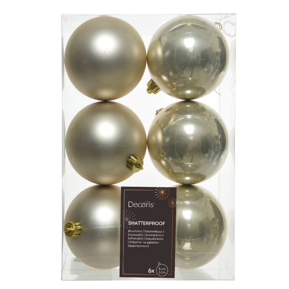 Kerstballen set 6-delig | parel | kunststof/onbreekbaar | 8cm