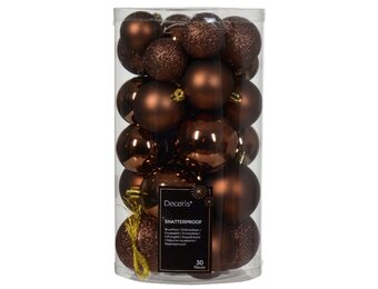 Kerstballen set 30-delig | kunststof/onbreekbaar | espresso | diverse maten