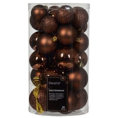 Kerstballen set 30-delig | kunststof/onbreekbaar | espresso | diverse maten