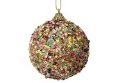 Gedecoreerde kerstbal ø8cm | foam | multi met pailletten