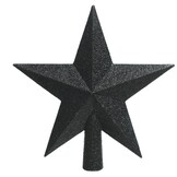 Ster kerstpiek | onbreekbaar | glitter zwart | 19cm